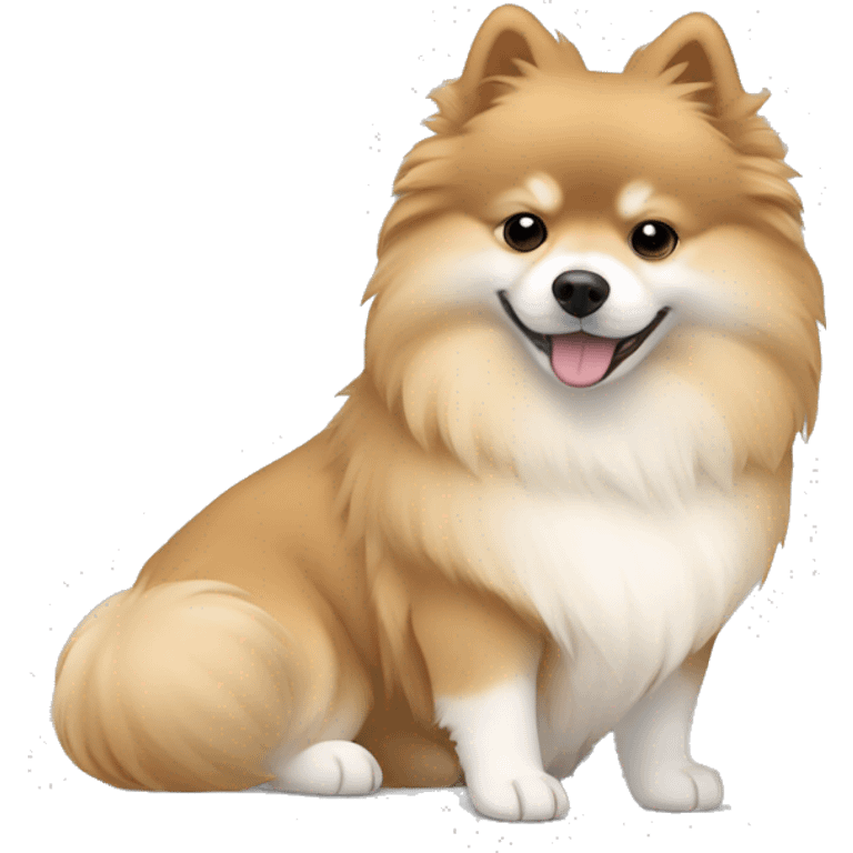 sleeping lying down pomeranian-spitz mix light brown and white with gray ears emoji