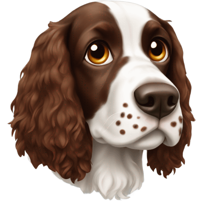 Springer spaniel with auburn eyebrows and brown spots in his nose emoji