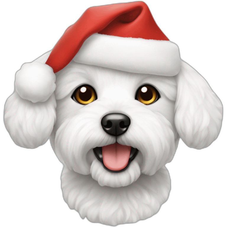 bichon dog-christmas hat emoji