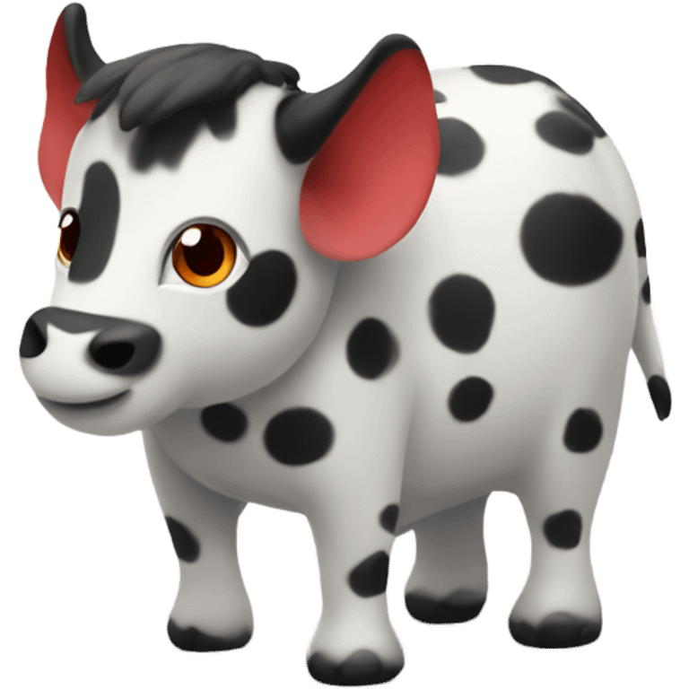 Animal with red belly, trunk, and black and white spots on the rest of the body emoji