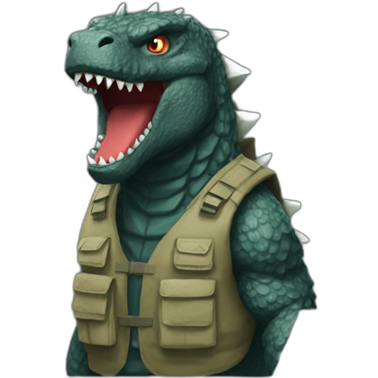 Godzilla with an terroristes vest emoji