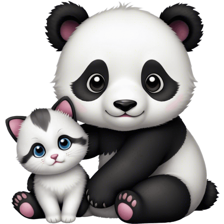 Panda bear and baby kitten emoji