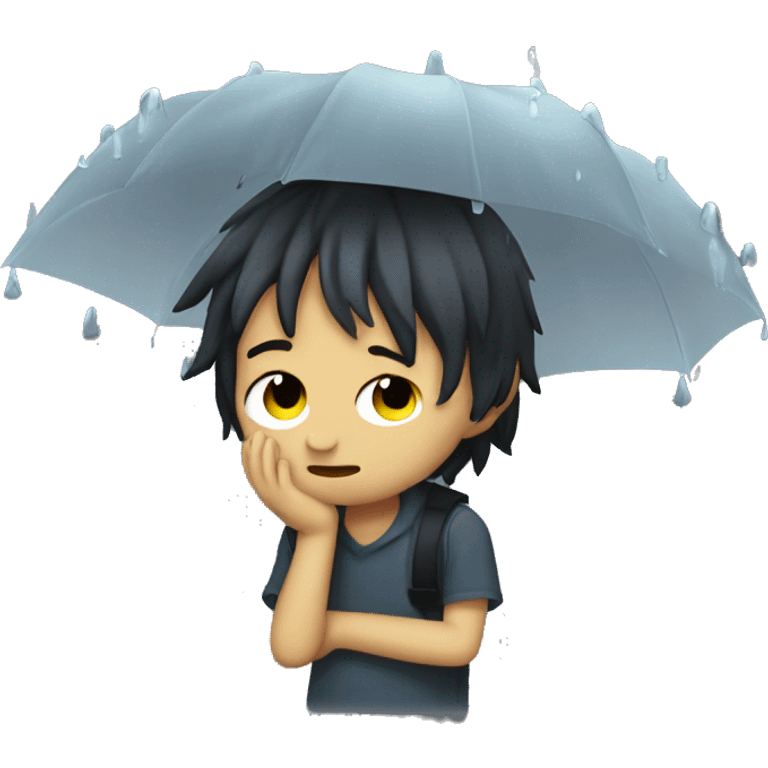 rain boy emo crying emoji