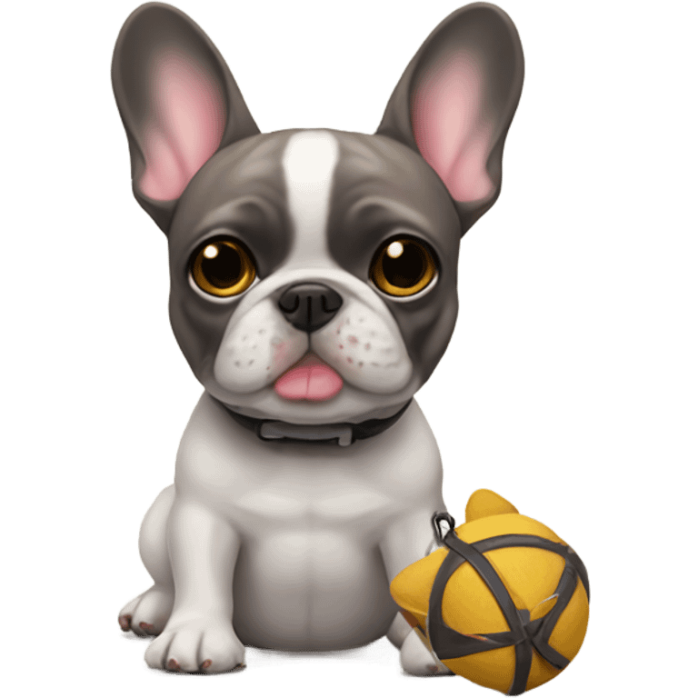 French bulldog with a toy plushie emoji