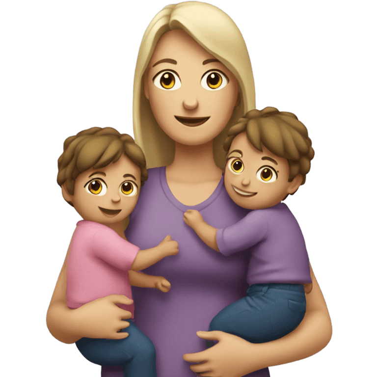 Australian mum holding two kids, standing  emoji