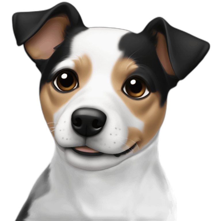 Chiwawa Jack russell mix black body and a little white emoji