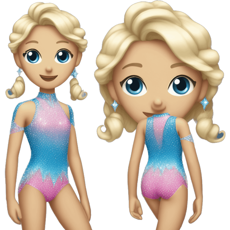 A pink and blue sparkly leotard covered in rhinestones emoji