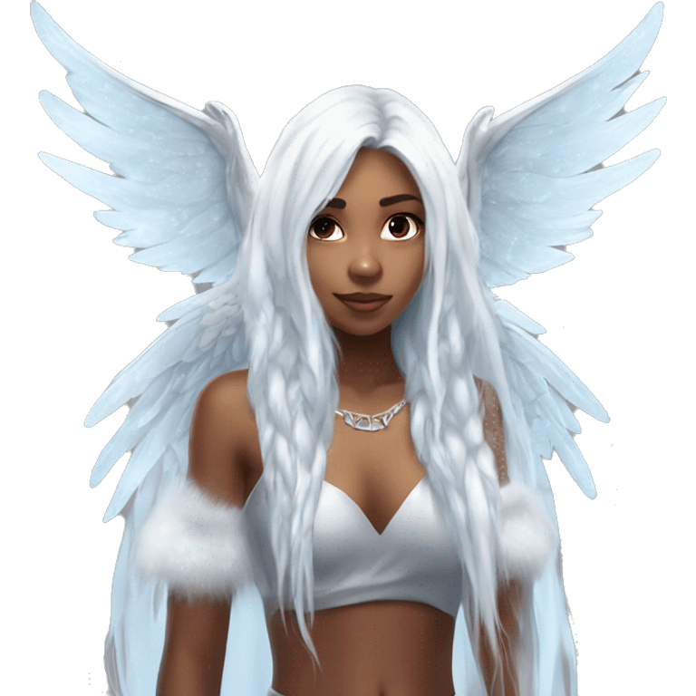 big wings, hood, silver, icy ,snowflake, Beautiful, fairy, long hair emoji