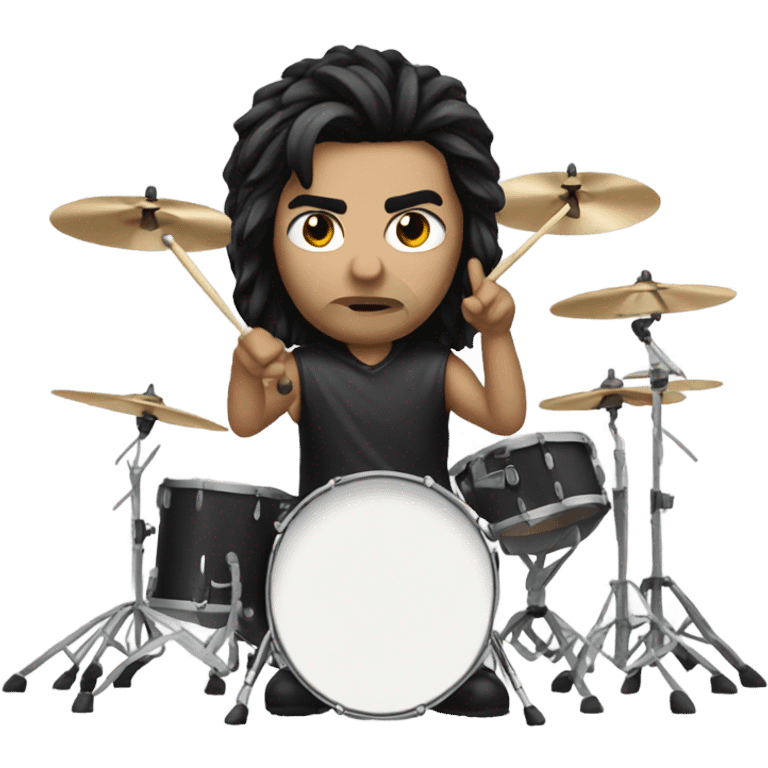 heavy metal drummer black short hair  emoji