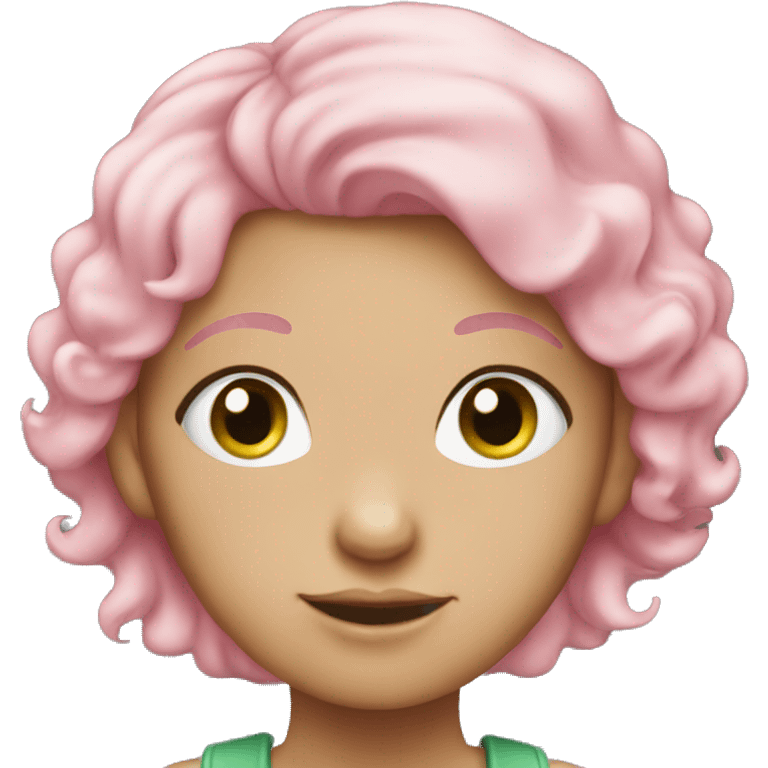 pink haired girl with green eyes emoji