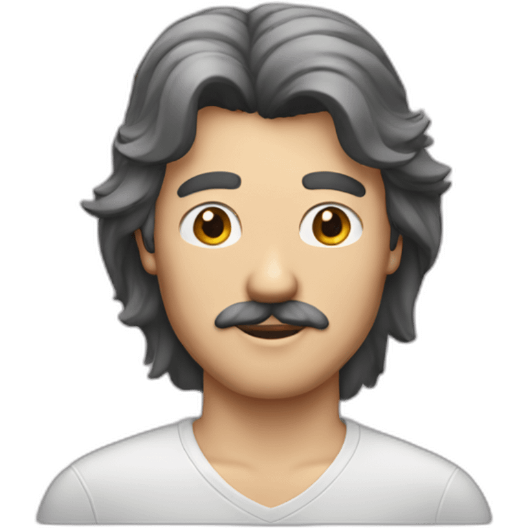 A man with a mullet haircut and a moustache emoji