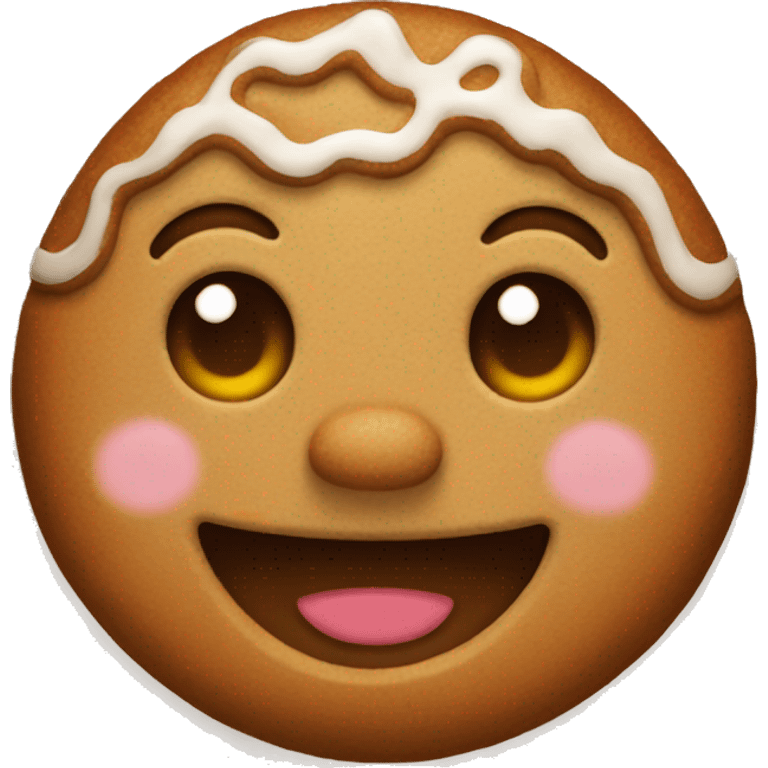 A smiling gingerbread emoji