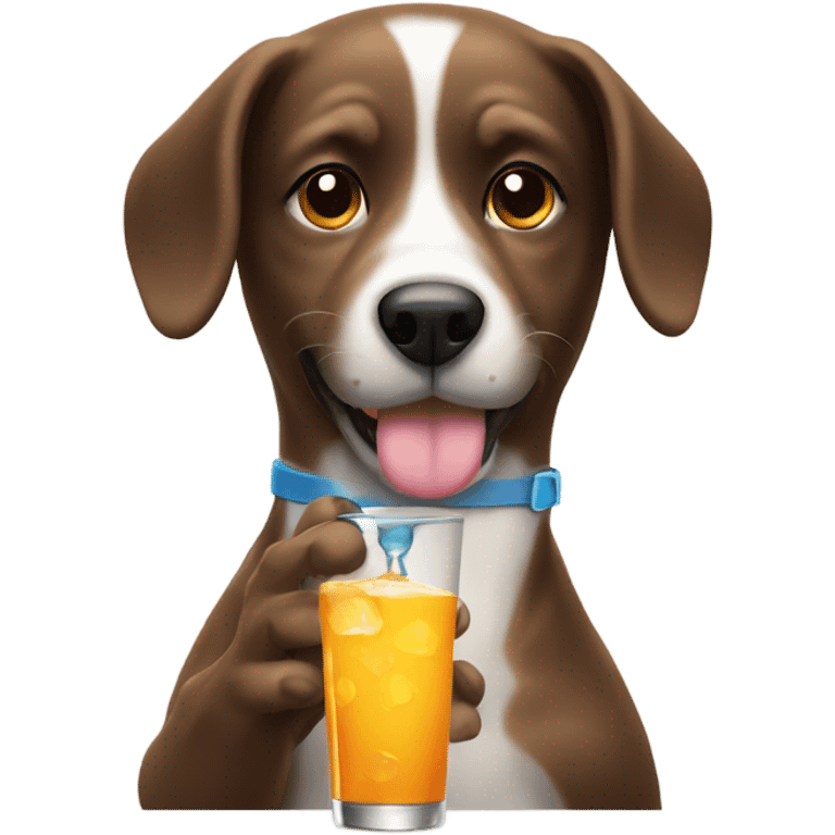 Dog with drink emoji