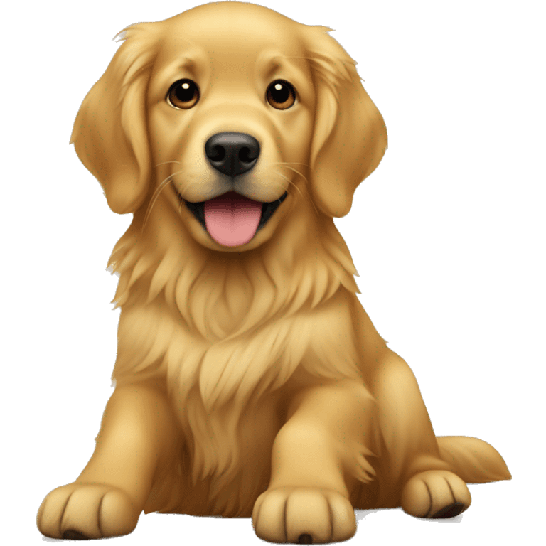 Golden retriever following toddler emoji