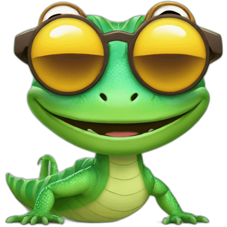 planet Venus with a cartoon smiling lizard face with sunglasses emoji