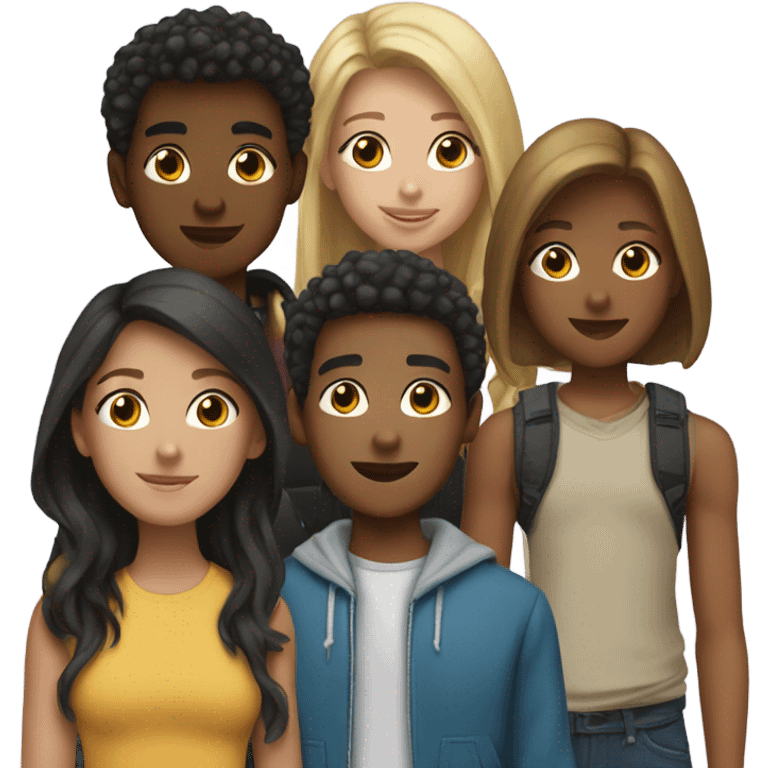 3 girl teenagers , 3 boy teenagers emoji