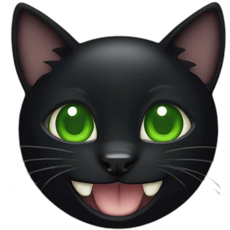 Black Cat with Green eyes laughing emoji