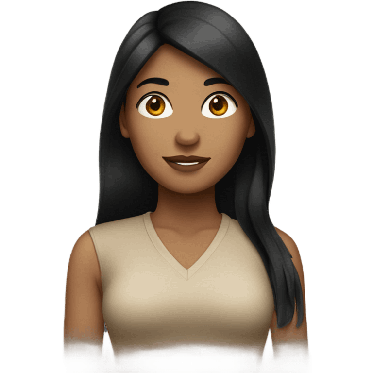 woman standing with tan skin and long black hair emoji