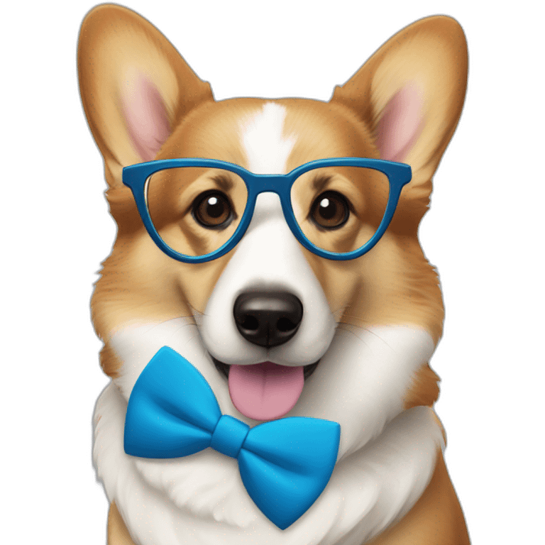 corgi with bow tie and glassescorgi with blue bow tie and glasses emoji