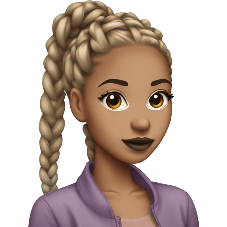 Lightskin black girl with dirty blonde box braids and mauve lips  emoji