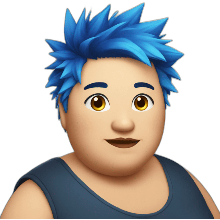 Older fat lesbian Chilean very short spiky bright blue hair emoji