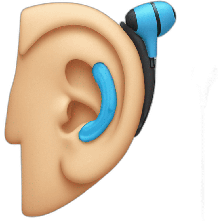 Close up of an ear wearing a wireless earbud  emoji