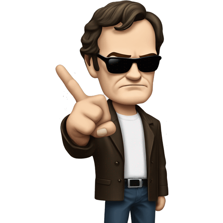 Quentin Tarantino shows the finger emoji