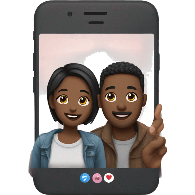 Cute couple on video call emoji