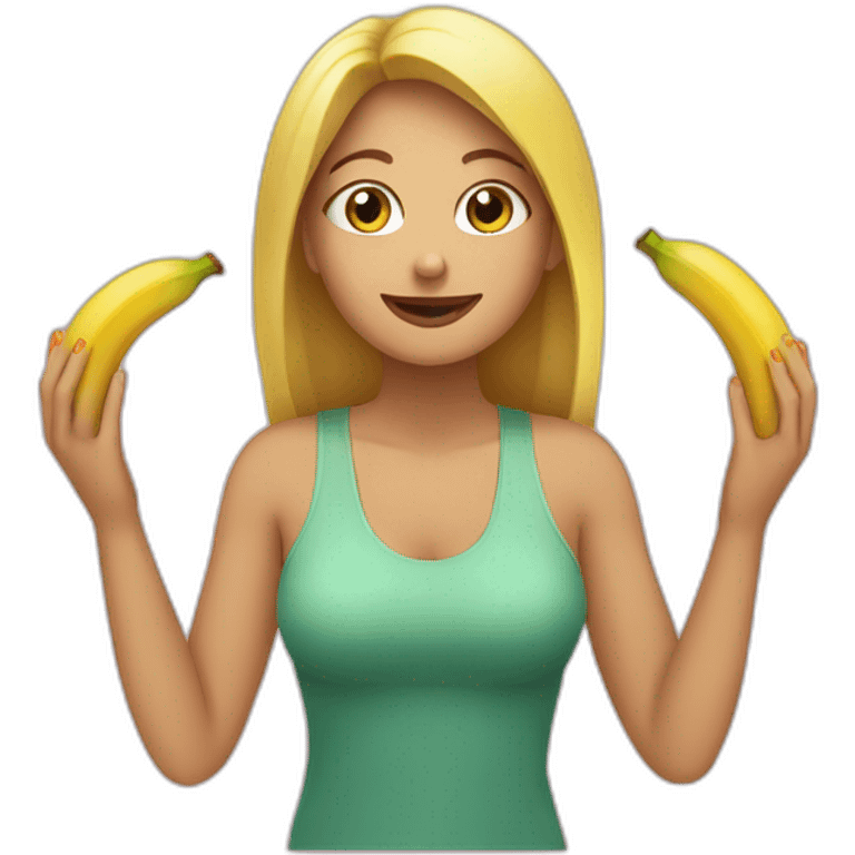 Femme prend banane avec ses deux mains emoji