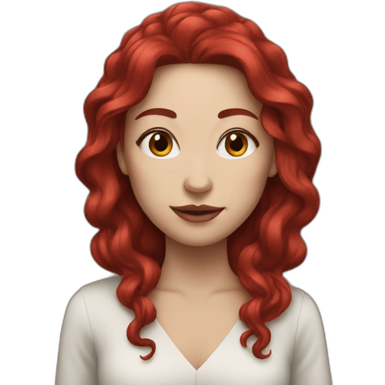 woman with long ruby hair and white skin emoji