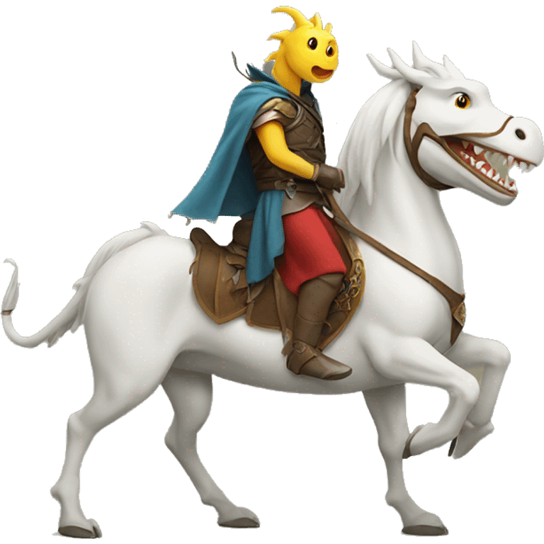 Dragon with human legs riding a horse  emoji