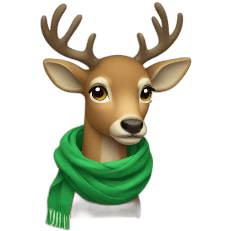 sad deer with green scarf emoji