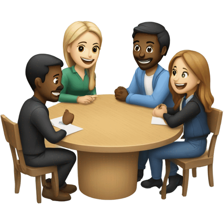 happy meeting at a round table emoji