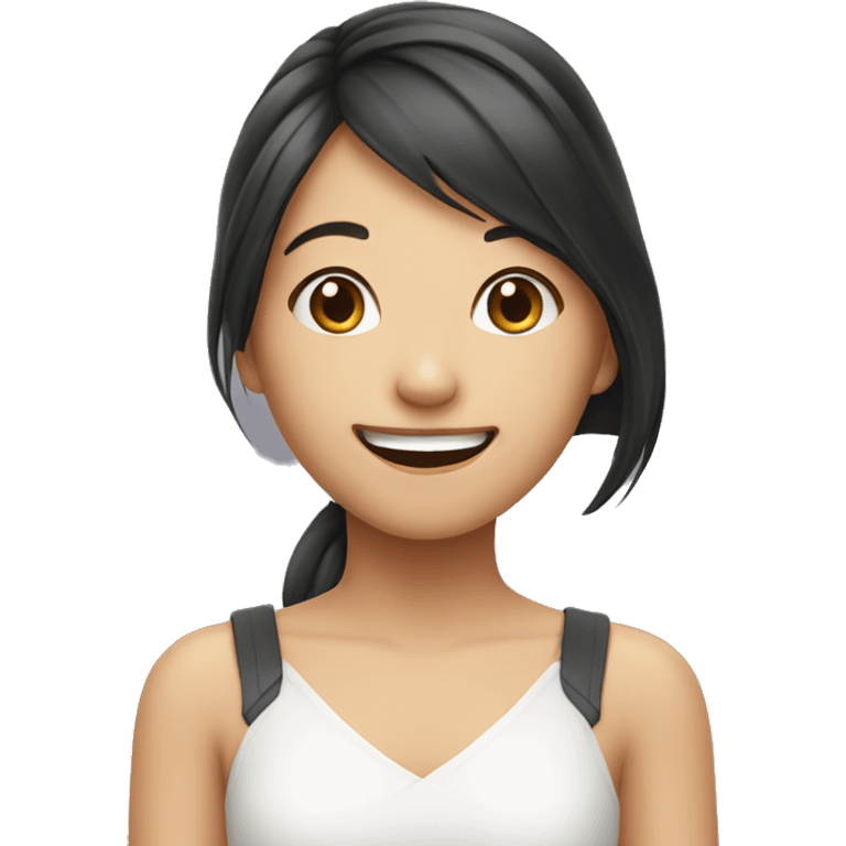 Asian cute girl smiling  emoji