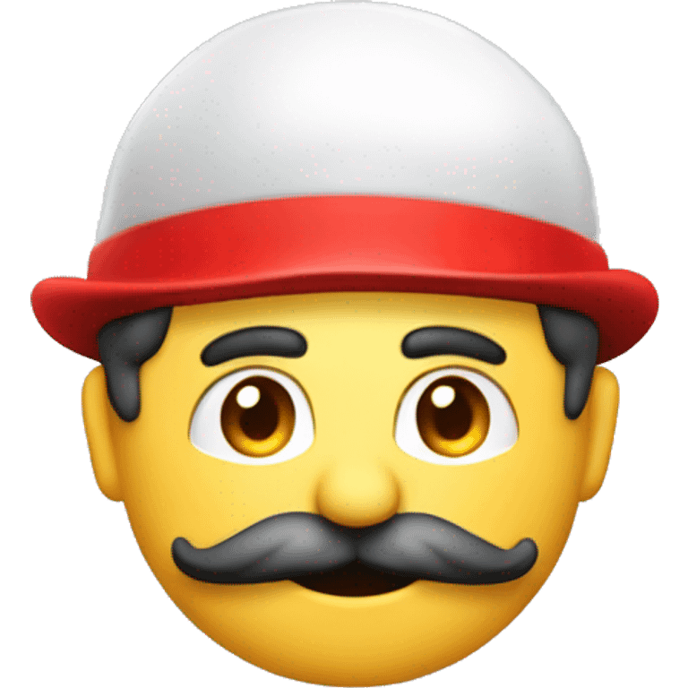 italian man, red plumber hat with white emblem with "M" logo, bulbous nose, bushy moustache emoji