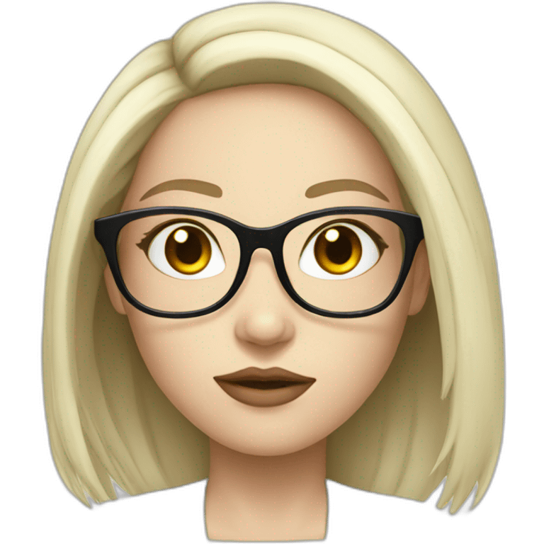 Glasses sexy girl with black long hair and white skin emoji