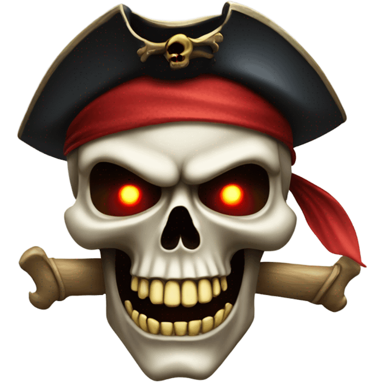 Scary pirate skull with glowing red eyes emoji