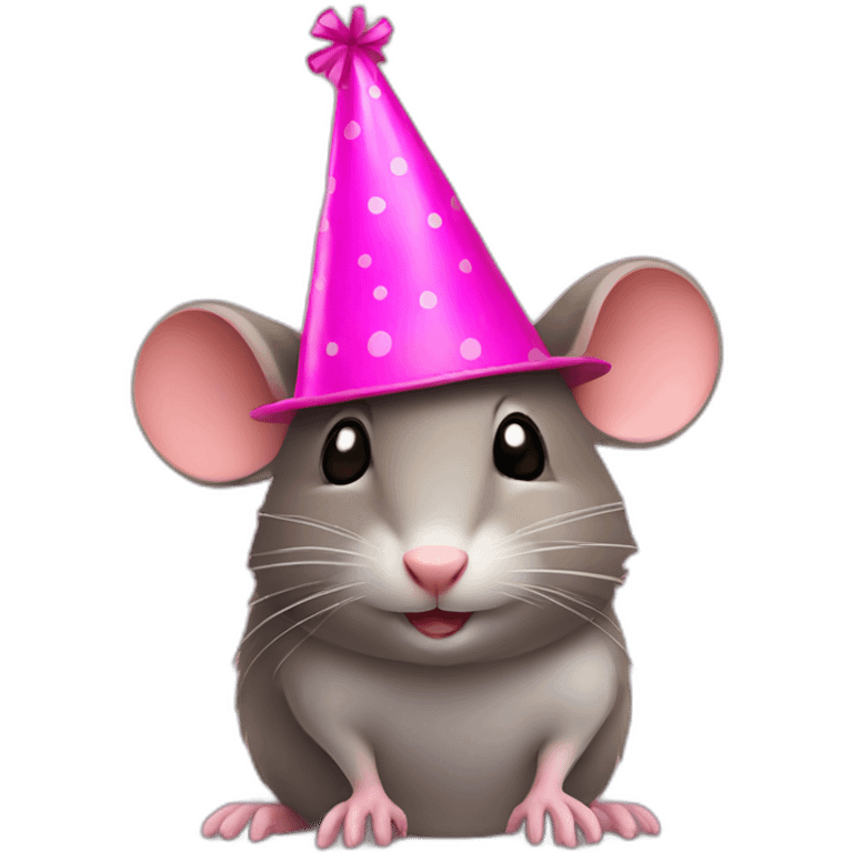 Wood rat with pink party hat emoji