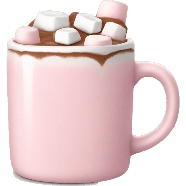 Light Pink mug of hot chocolate with marshmallows  emoji