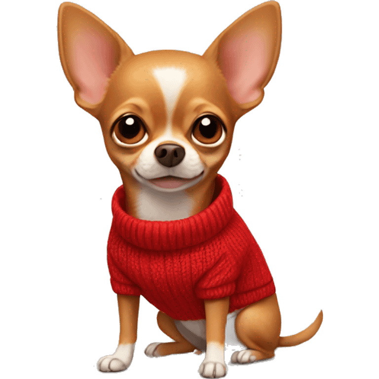 A red-haired chihuahua in a red sweater emoji