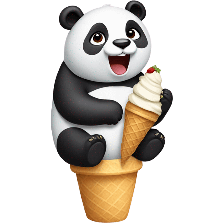 Panda eating ice cream emoji