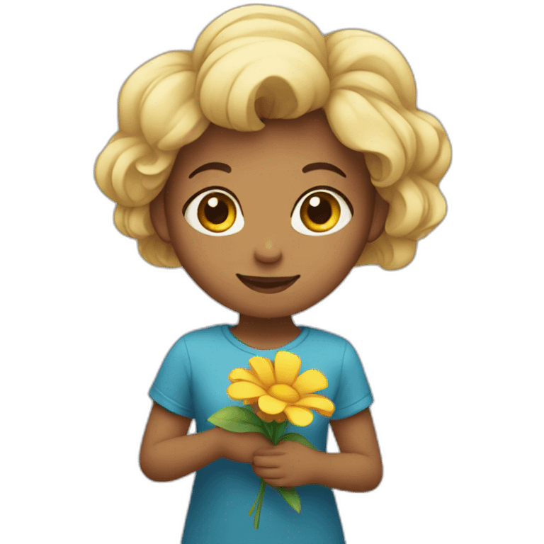 Girl holding flower  emoji