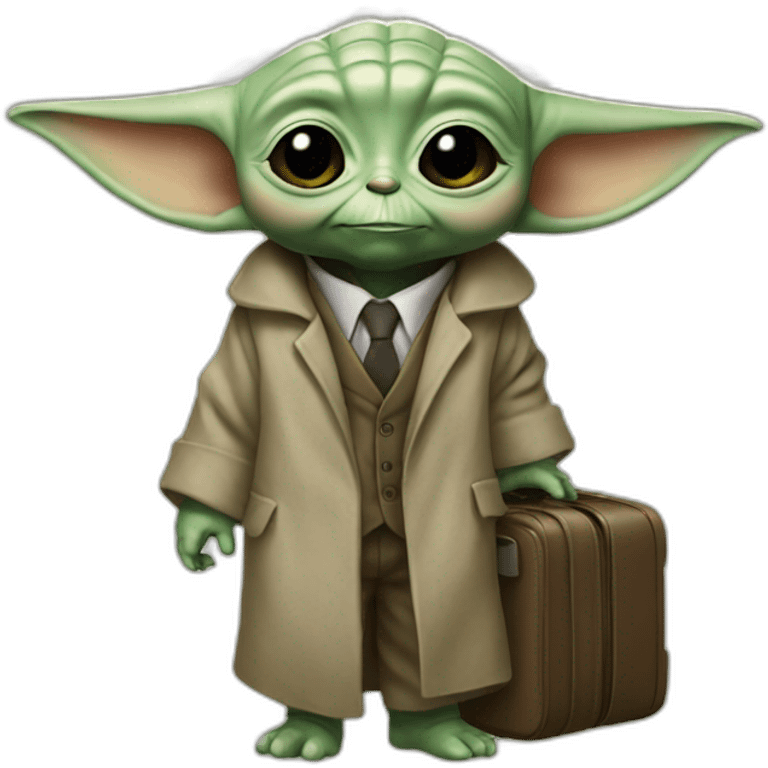 BABY YODA WEARING A SUIT HOLDING A SUITCASE emoji