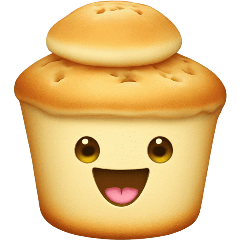 cute crumpet with happy face emoji