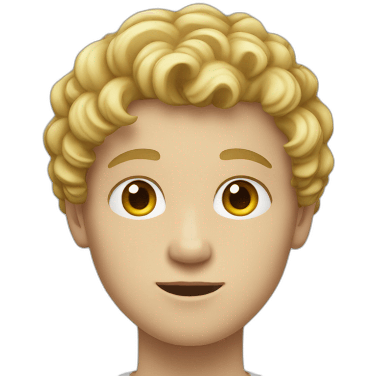 A white teenager boy with a round face short curly blonde emoji