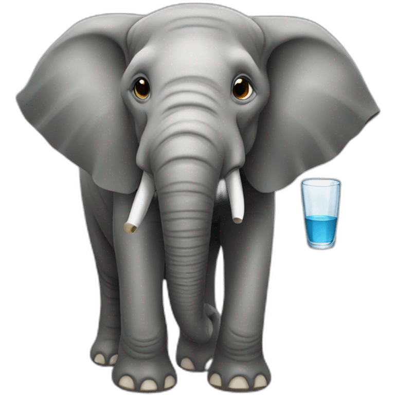 elephant with a glass in its trunk emoji