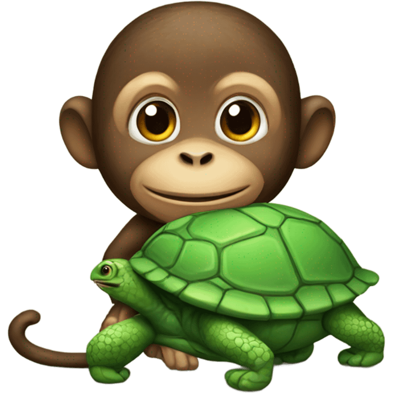 Monkey with turtle emoji