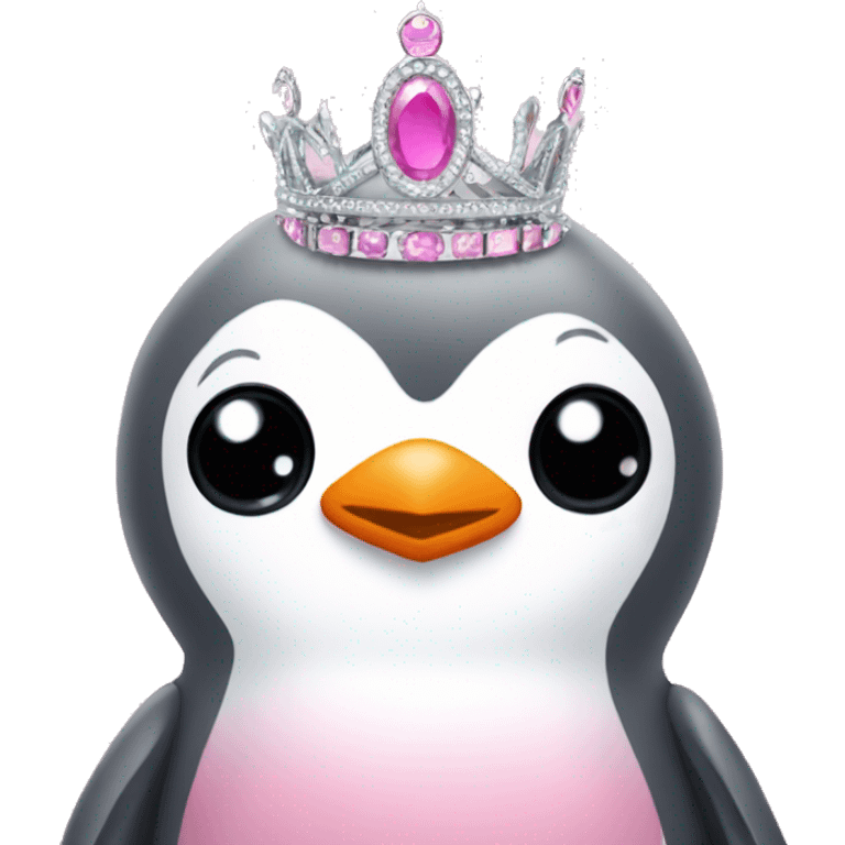 pink penguin with a silver tiara emoji