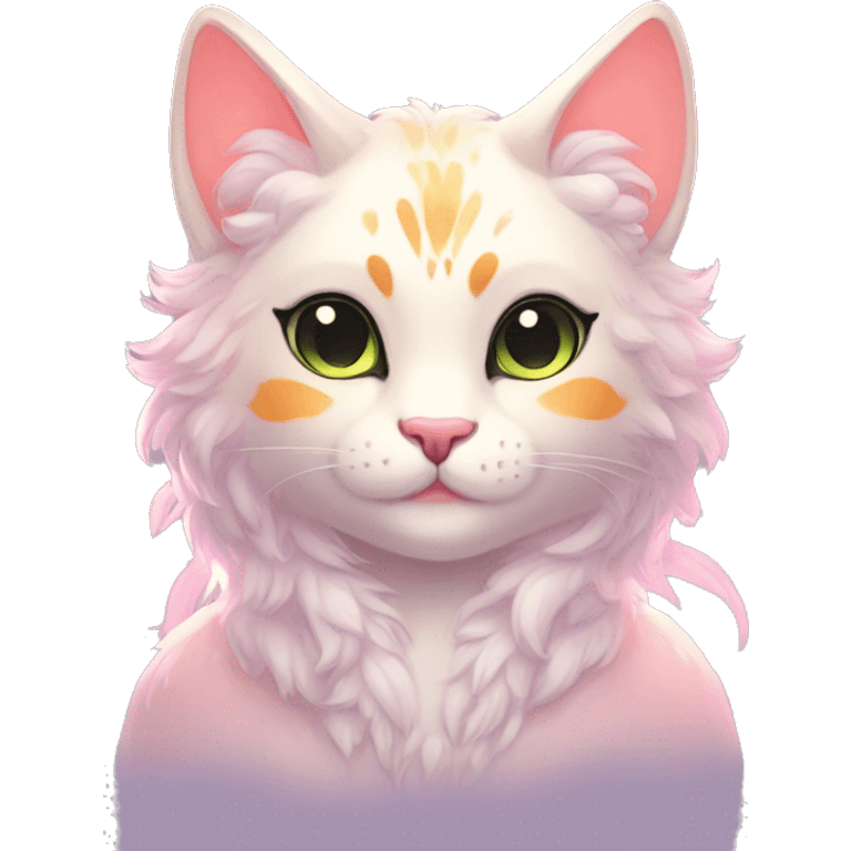 Kawaii bright fantasy ethereal anthro feline fursona animal creature emoji