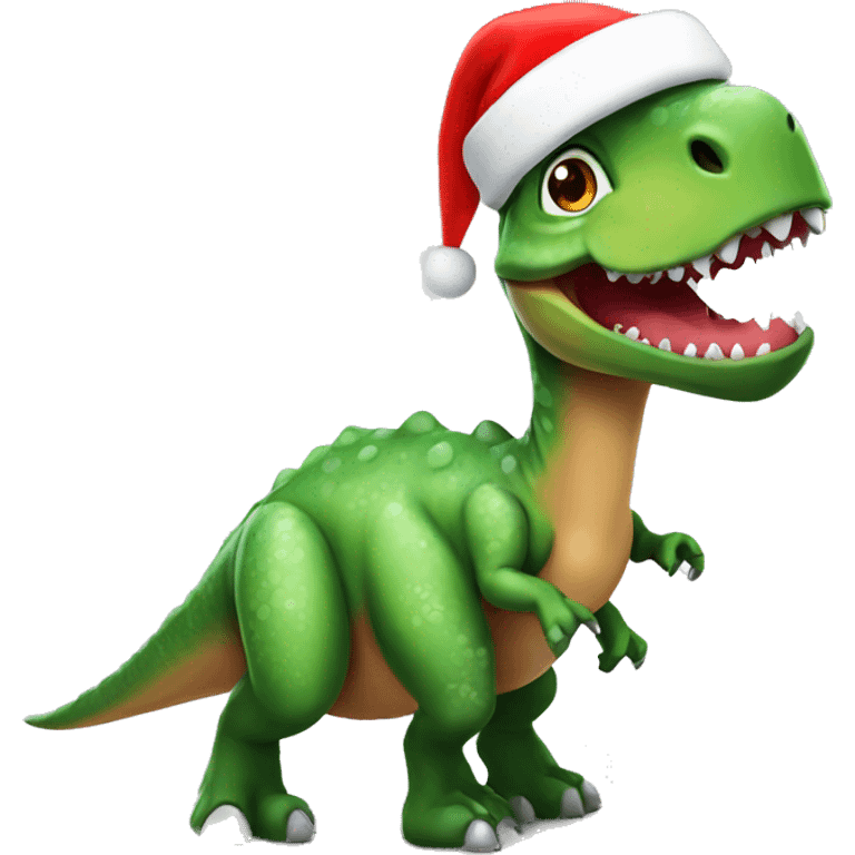 dinosaur with santa hat emoji